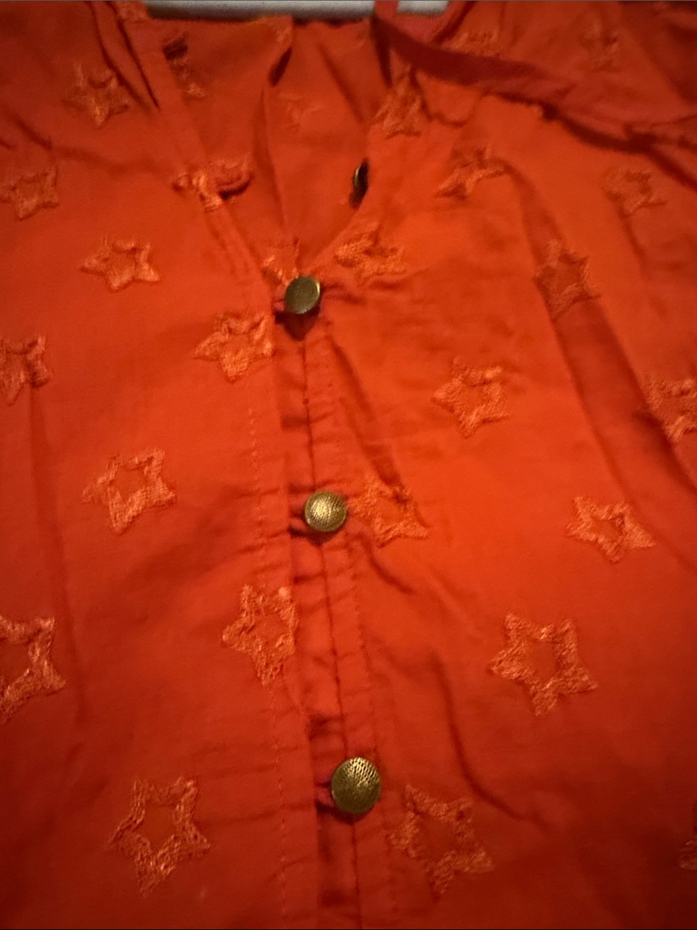 Jaded Gypsy Star Embroidered Button-Front Red/Dark Orange Button Front Top - Picture 3 of 3